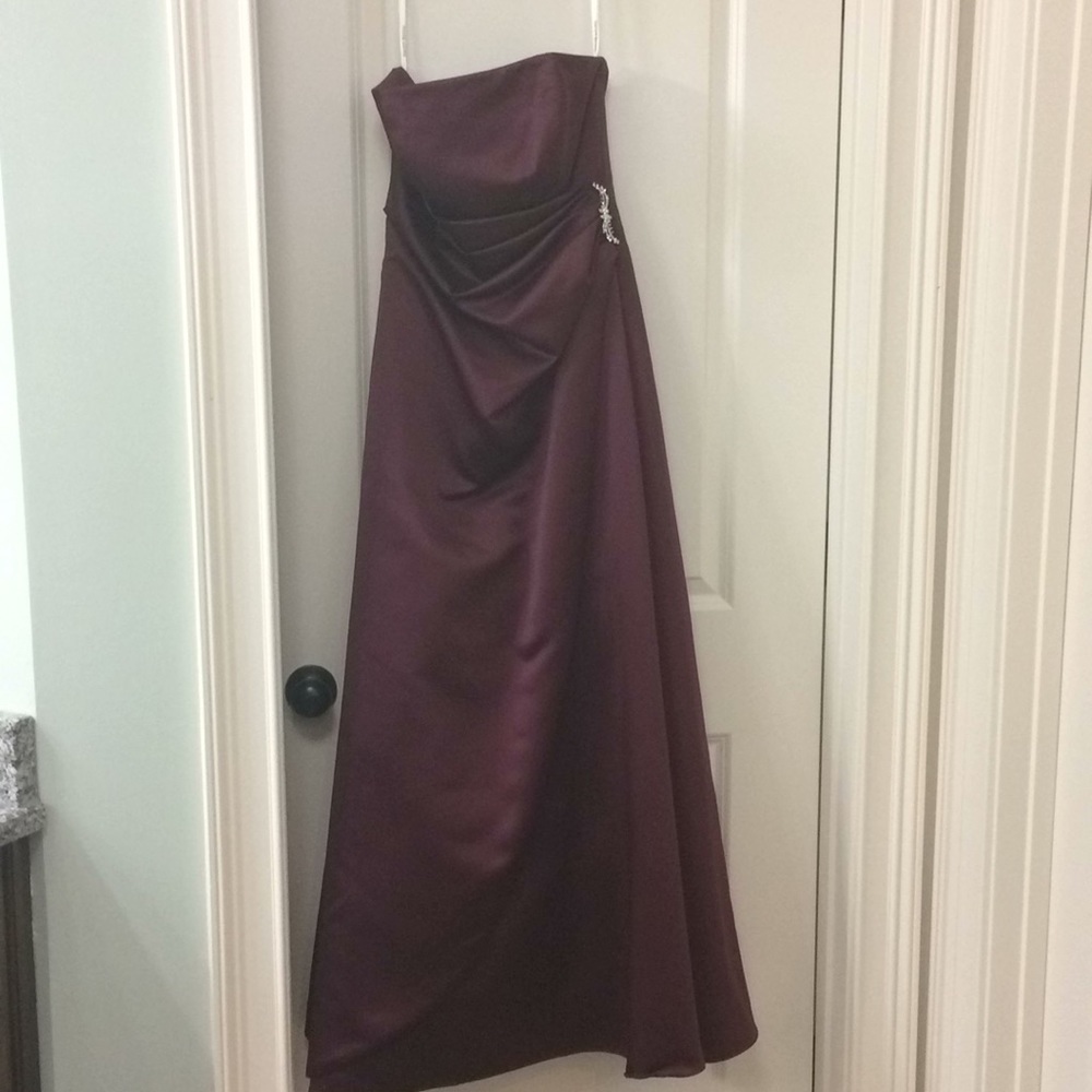 Davids bridal burgundy bridesmaid dress